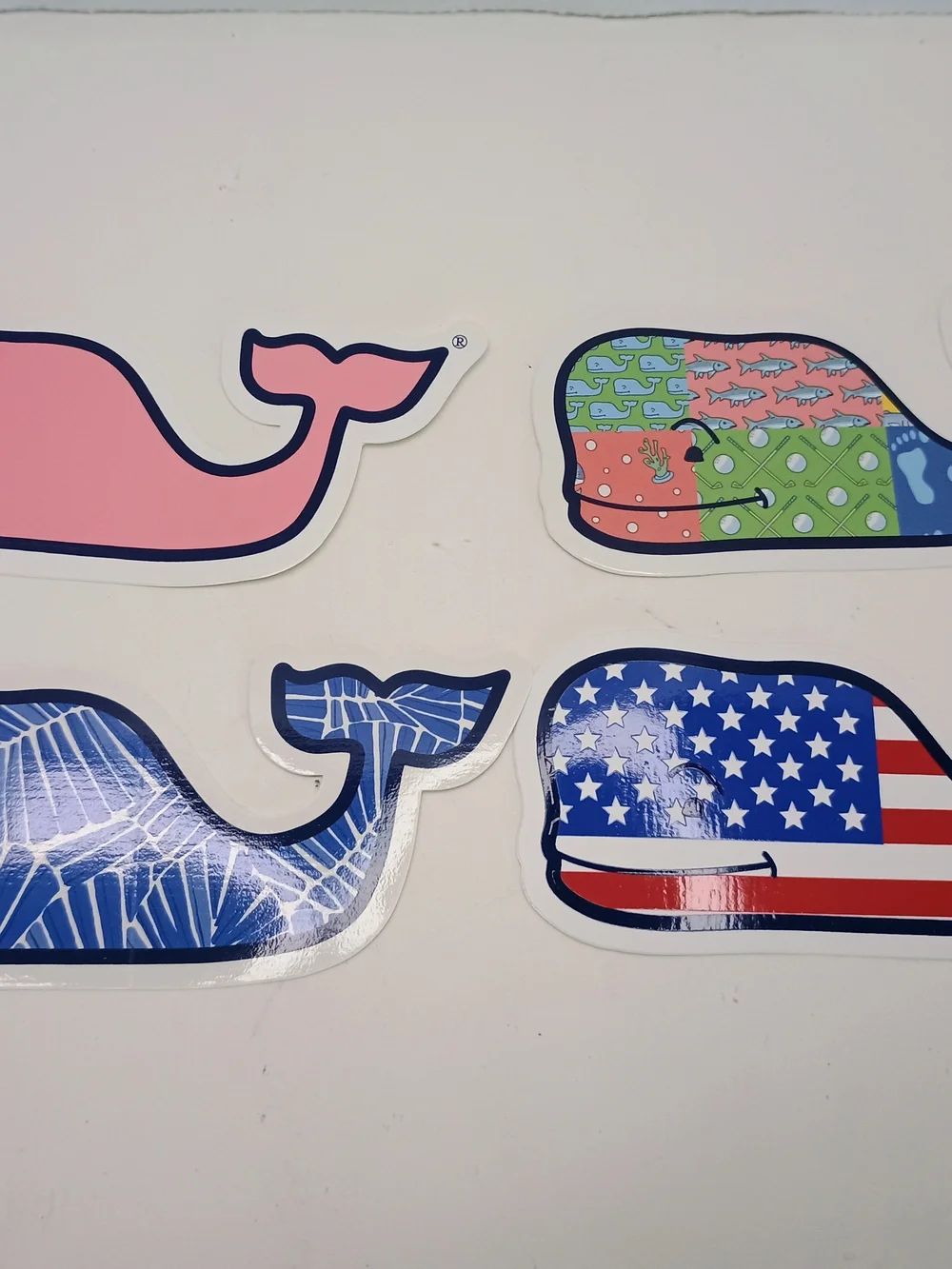 Vineyard Vines Multicolor Whale Sticker Pack - Pink, Blue, Green Set Of 4